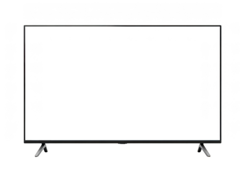 Modern flat screen television display with sleek stand for home entertainment transparent background