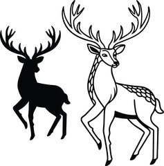 deer forest animal silhouette vector illustration
