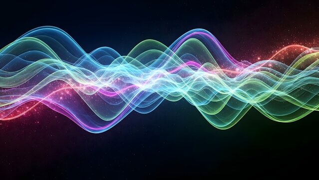 Colorful Digital Waveforms Abstract Background with Vibrant Light Streams
