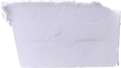 Ripped Paper Panel. Torn rectangular paper sheet with rough fibers, perfect for collage, grunge compositions, and design overlays.
