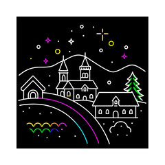 Abstract geometric design with bold colors and text elements