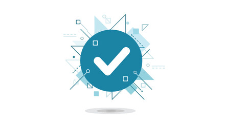 Abstract Check Mark Design Modern Vector Illustration with Geometric Elements for Acceptance and Validation