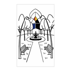 Abstract geometric design with vibrant color accents and classic typography