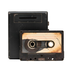 Obraz premium Vintage Cassette Tape and Player on White Background
