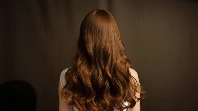 Back view of woman with curly brown hair