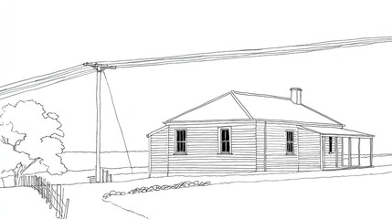 Obraz premium an old house with a black roof and white walls