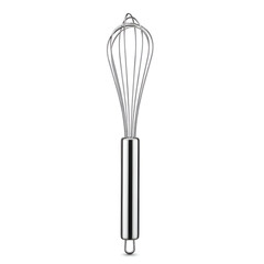 Stainless Steel Whisk on White Background