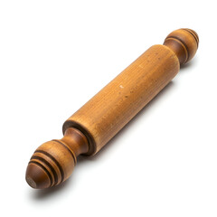 Vintage Wooden Rolling Pin on White Background