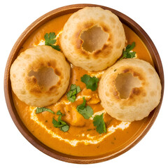 Indian Curry with Poori Bread and Cilantro Garnish