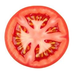 Close-up of a Fresh Tomato Slice on White Background
