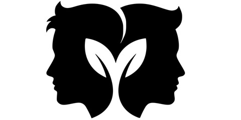 Couples Fitness Profile Head Logo Vector Silhouette
