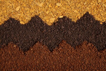 Abstract Textured Layers of Brown and Dark Chocolate Crumbs – Food Background