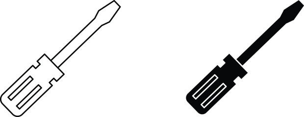 screwdriver  icon vector graphic illustration  with white background flat hand made icon fill icon .