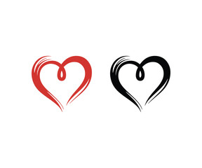 Vector hand drawn heart shape icon set on clean background