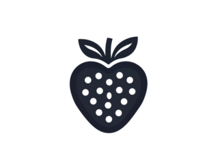 Stylized strawberry icon with transparent background and subtle glow