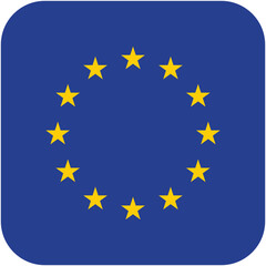EU Flag Icon – Rounded Square with Yellow Stars on Blue