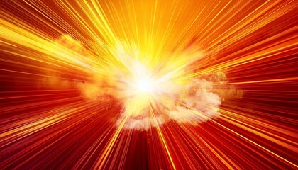 Abstract Comic Style Explosion With Bright Yellow Blast Dynamic Red And Orange Speed Lines Smoke Clouds And Halftone Dots Retro Pop Art Background For Action Energy And Motion Concept