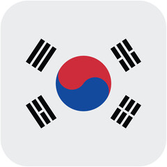 South Korea Flag Icon &ndash; White Field with Taeguk and Trigrams