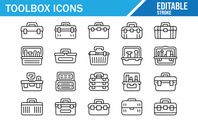 Fototapeta premium Industrial service toolbox minimal line icons for interface design