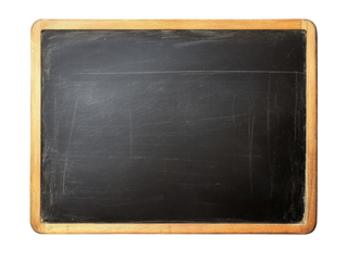 A classic wooden framed blackboard isolated on a black background for educational purposes