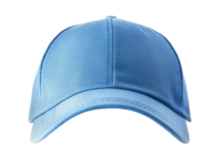 A simple light blue baseball cap displayed against a black background