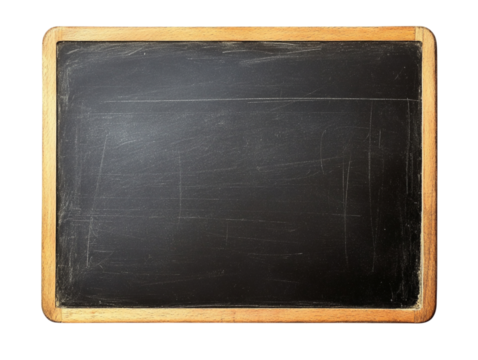 A classic wooden framed blackboard isolated on a black background for educational purposes