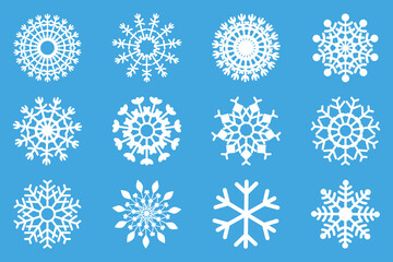 Minimal Snowflake Icons Collection for Christmas & Winter Designs. Elegant Snowflake Icon Set, Xmas Decor Elements, Holiday Design Pack, Winter Season Elements