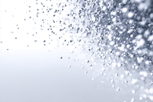 Abstract shimmering particles in motion with a bright white background and reflection - Powered by Adobe