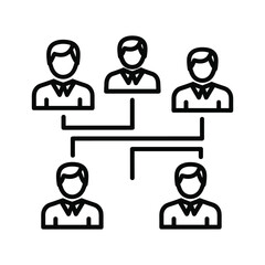 Simple black and white icon representing team hierarchy or organizational structure