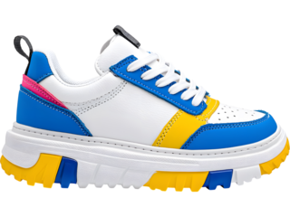 Bold white platform sneakers isolated, perfect for youth fashion, sporty layouts, e-commerce mockups