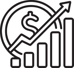 financial money income icon line set dollar arrow cash flow business economy growth signs vector
