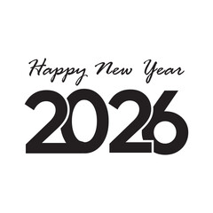 Happy new year 2026 bold dark silhouette text isolated on white background