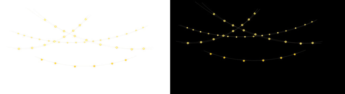 PNG image of Festive string lights glow warmly against a dark backdrop creating a cozy and inviting atmosphere perfect for holiday celebrations and special events on transparent background