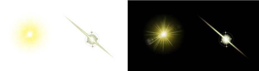 PNG image of Four different light effects create a dynamic and vibrant visual perfect for adding a touch of magic to any design project on transparent background