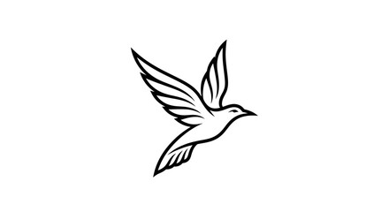 Elegant Black and White Flying Bird Silhouette.