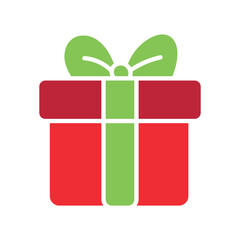 Christmas Gift Icon Festive Present with Green Ribbon, Perfect for Holiday Designs