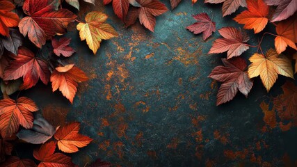 Explore vibrant autumn leaves on a rustic blue background showcasing the beauty of fall colors in stunning high quality 4k clarity