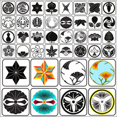 Japanese Crests Set 1C Vector Mon? Symbols