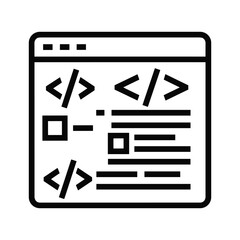 Clean coding icon showing website creation, a visual for software development, programming, and coding for digital transformation and technology solutions