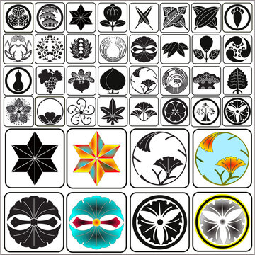 Japanese Crests Set 1C Vector Mon? Symbols