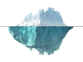 Realistic floating iceberg with visible underwater section, perfect for conceptual designs, depth visuals, cold environments