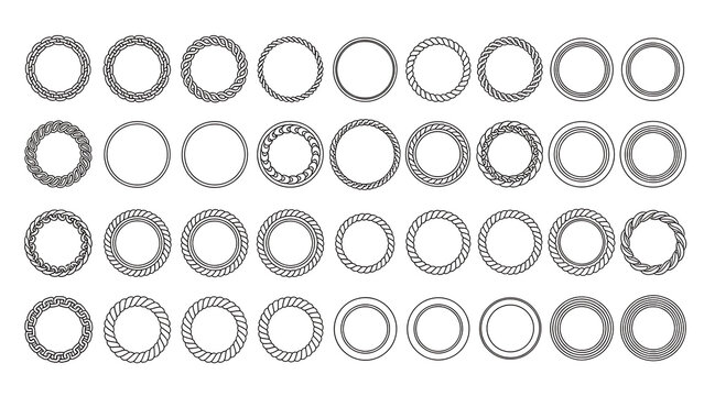 Set of decorative circular frames with various intricate patterns.