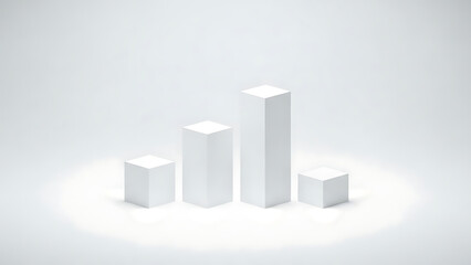 Minimalist 3d bar chart data visualization for market analytics