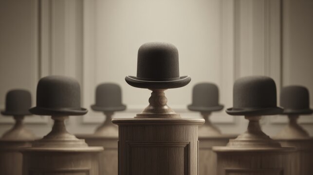 Elegant Display of Vintage Hats in a Boutique Setting Highlighting Craftsmanship and Style