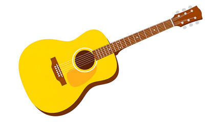 Obraz premium Yellow acoustic guitar vector illustration for song and sound
