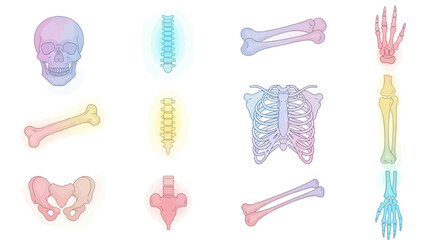Human Skeleton Anatomy - Colorful Bone Structure Illustration.