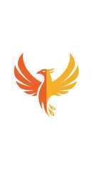 Fototapeta premium Majestic Phoenix Bird Logo with Fiery Orange and Yellow Gradient.
