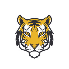 Majestic Tiger Head Vector Illustration with Intense Gaze.