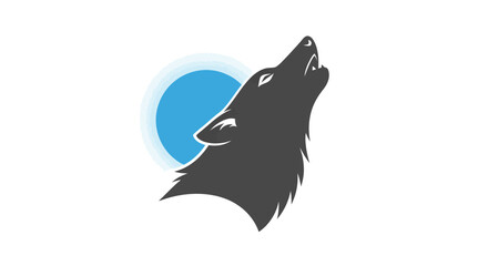 Majestic Wolf Howling at the Moon Silhouette Illustration.