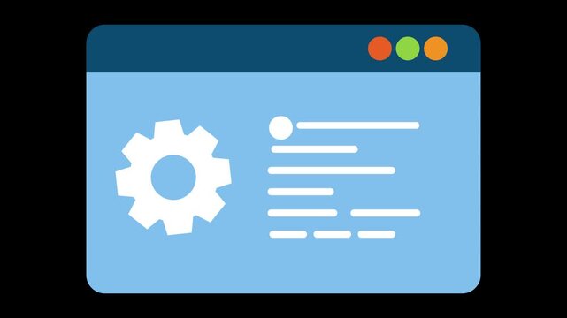 Abstract representation of settings and options on a digital interface minimalist graphic depicting a gear icon next to a list of options, suggesting configuration or settings within a digital systems